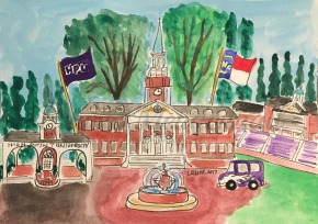 HPU, High Point, NC, Pen and Watercolor on Paper